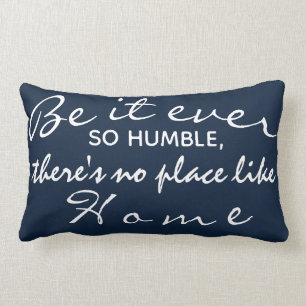 Blue Yellow Black White No Place Like Home Quote Lumbar Cushion