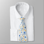 Blue Yellow Boho Floral Groomsmen Groom Wedding  Tie<br><div class="desc">An elegant blue and yellow floral tie for your groomsmen and groom to match the wedding party.</div>