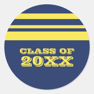 Blue/Yellow Bold Stripes Graduation Stickers