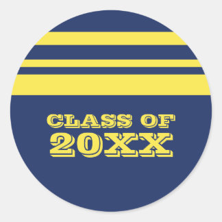 Blue/Yellow Bold Stripes Graduation Stickers
