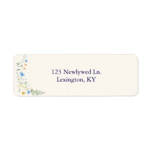 Blue & Yellow Botanical Return Address Label