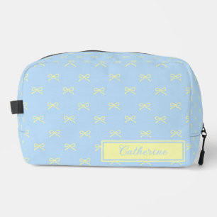 Blue & Yellow Bow Pattern Coquette Cosmetic  Dopp Kit