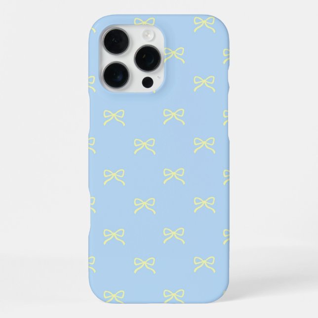 Blue Yellow Bow Pattern Coquette Girly Spring iPhone Case (Back)