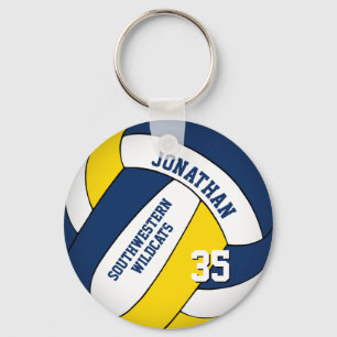 blue yellow boys team name volleyball key ring