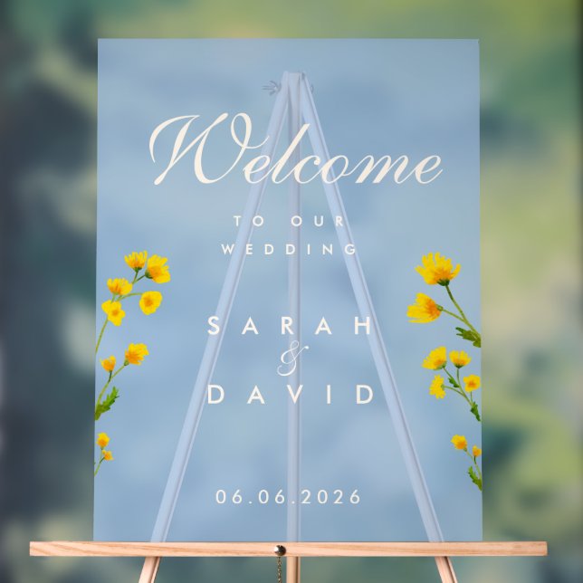 Blue & Yellow buttercup  Acrylic Sign (Neutral)