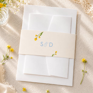 Blue & Yellow buttercup editable wedding Invitation Belly Band