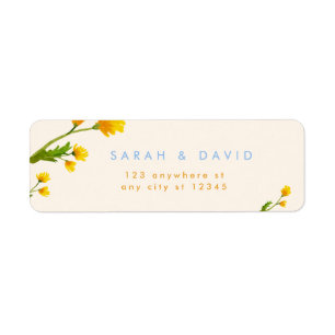 Blue & Yellow buttercup editable wedding Return Address Label