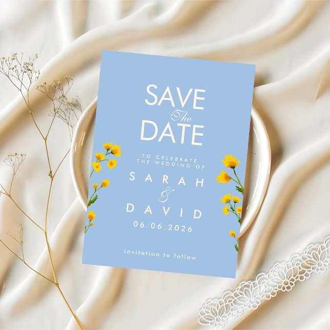 Blue & Yellow buttercup save the date   Invitation (Creator Uploaded)