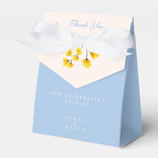 Blue & Yellow buttercup Wedding Favour Box (Front Side)