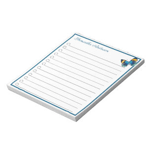 Blue Yellow Butterfly Trail Personalised Name Notepad