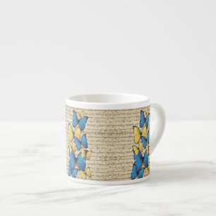 Blue & yellow butterrflies espresso cup