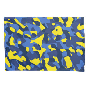Blue Yellow Camouflage Print Pattern Pillowcase