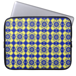 Blue Yellow Checker Argyle Pattern Laptop Sleeve