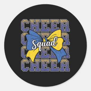 Blue Yellow Cheer Squad Funny Cheerleader Cheerlea Classic Round Sticker