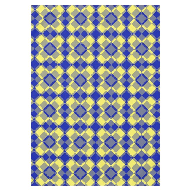 Blue Yellow Chequered Argyle Pattern Tablecloth (Front)