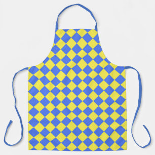 Blue Yellow Chequered Diamond Pattern Apron