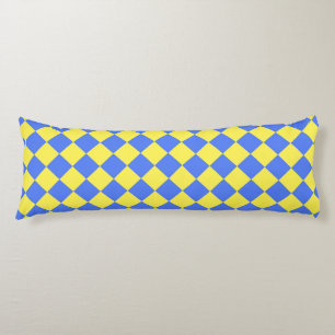 Blue Yellow Chequered Diamond Pattern Body Cushion