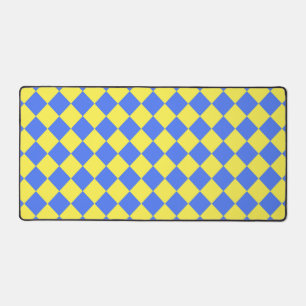 Blue Yellow Chequered Diamond Pattern  Desk Mat