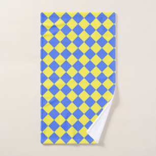 Blue Yellow Chequered Diamond Pattern  Hand Towel