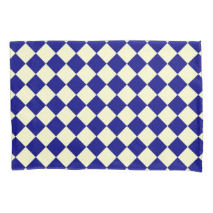 Blue Yellow Chequered Diamond Pattern Pillowcase