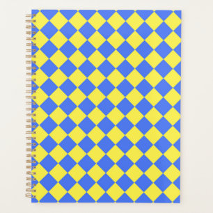 Blue Yellow Chequered Diamond Pattern  Planner