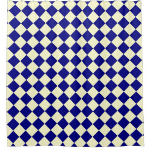 Blue Yellow Chequered Diamond Pattern  Shower Curtain