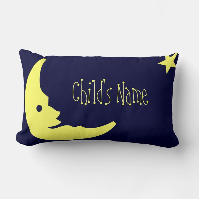 Blue,Yellow Child's personalised name moon pillow (Front)