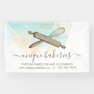 Blue Yellow Circle Baker Cake Makers Banner