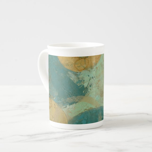 Blue & Yellow Circles Bone China Mug (Front Left)