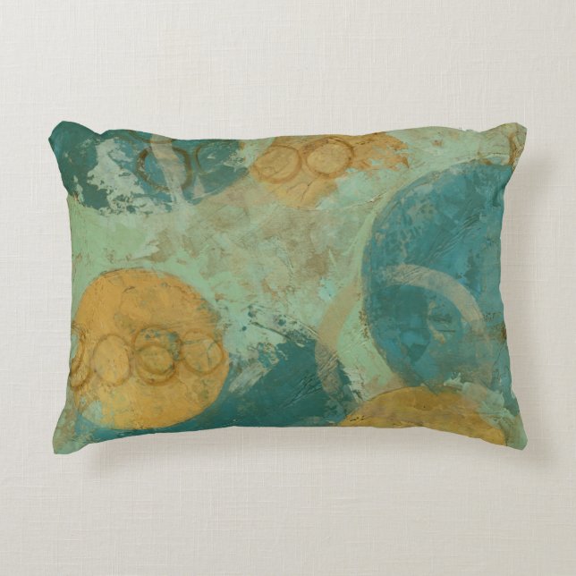 Blue & Yellow Circles Decorative Cushion (Front)