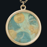 Blue & Yellow Circles Gold Plated Necklace<br><div class="desc">Blue and yellow circles populate this amazing work by Megan Meagher. A key lime green serves as the background for the colourful circles. Get a copy of this great print today!</div>
