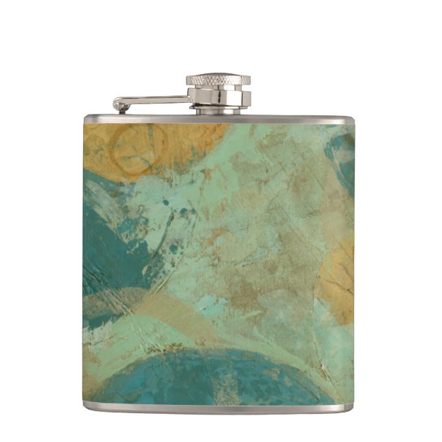 Blue & Yellow Circles Hip Flask (Front)