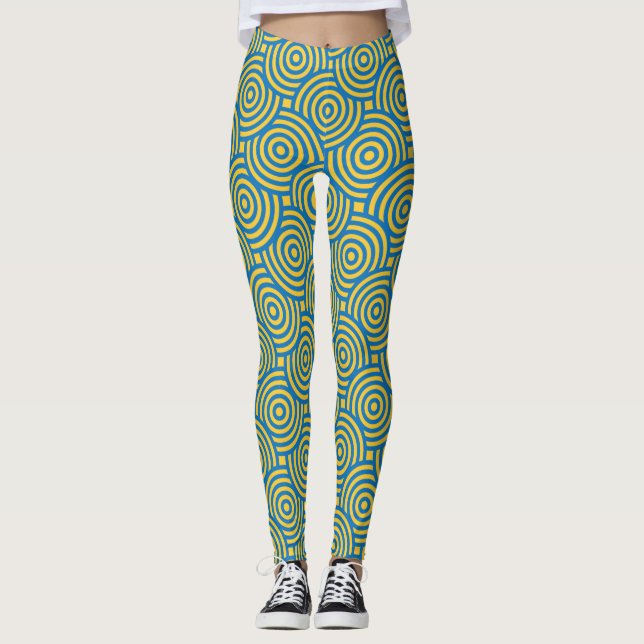 Blue Yellow Circles Leggings (Front)