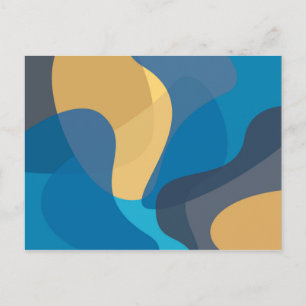 Blue, yellow, cool, trendy urban wavy illustration postcard