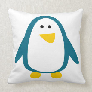 Blue yellow cute penguin animation illustration cushion