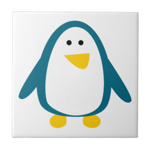 Blue yellow cute penguin animation illustration tile