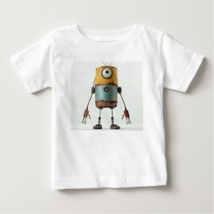 Blue-Yellow Cyclops Droid – Retro Tin Can Bot Baby T-Shirt