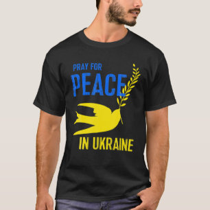 Blue Yellow Dove Pray For Peace Ukraine Ukrainian T-Shirt