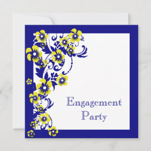 Blue yellow engagement wedding anniversary invitation