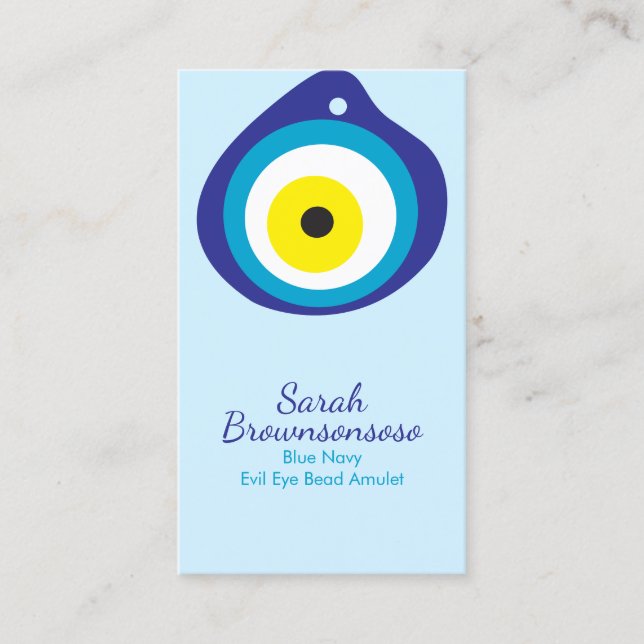 Blue Yellow Evil Eye Bead Amulet Business Card (Front)