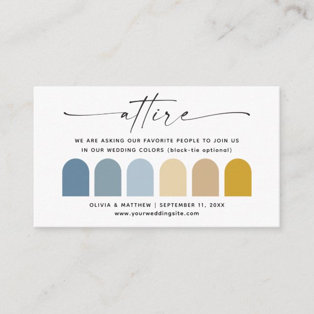 Blue & Yellow Fall Wedding Attire Palette Insert (Front)
