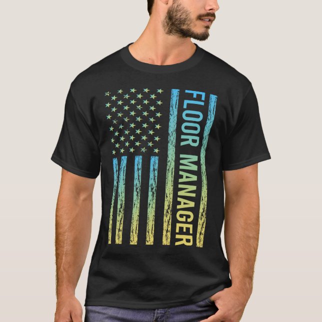 Blue Yellow Floor Manager T-Shirt (Front)