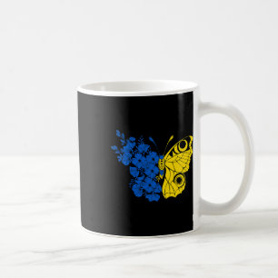 Blue Yellow Floral Butterfly Ukraine Flag Ukrainia Coffee Mug