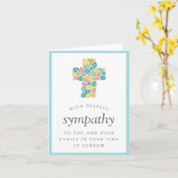 Blue Yellow Floral Cross Condolences Sympathy
