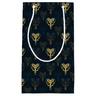 Blue & Yellow Flower Hearts Patterned Gift Bag