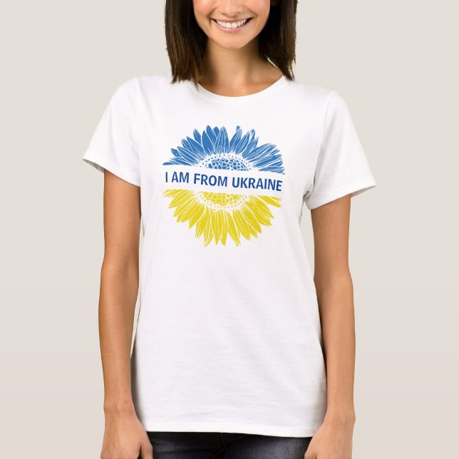 Blue/yellow flower I am from Ukraine. Customisable T-Shirt (Front)
