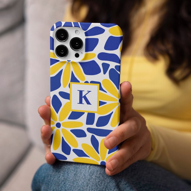 Blue & Yellow Flower Monogram Case-Mate iPhone Case (Creator Uploaded)