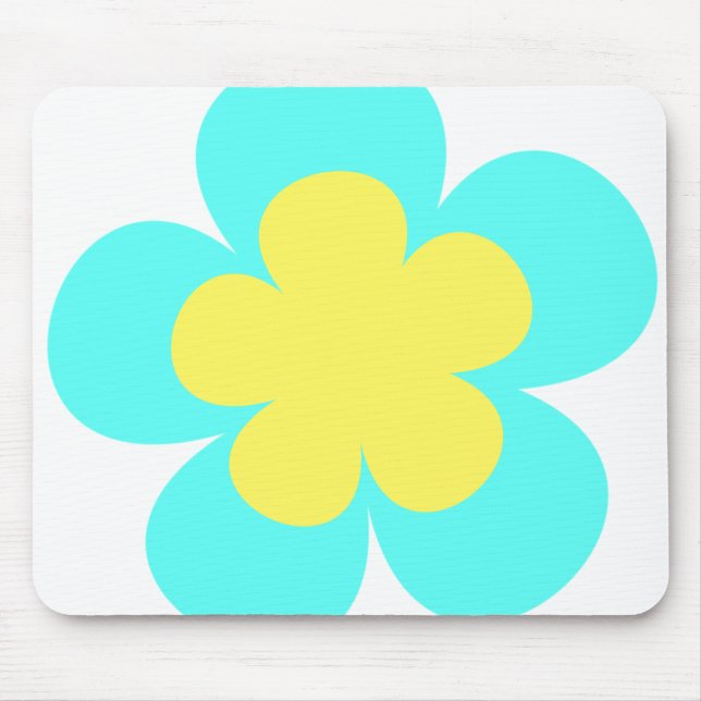 Blue & Yellow Flower Mouse Pad (Front)