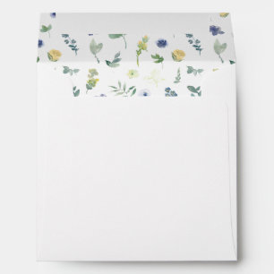 Blue Yellow Flower Wedding Card Square Envelope 
