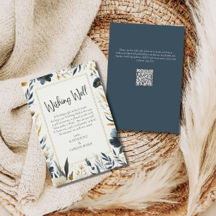 Blue Yellow Flowers Elegant Wedding Wishing Well Enclosure Card
